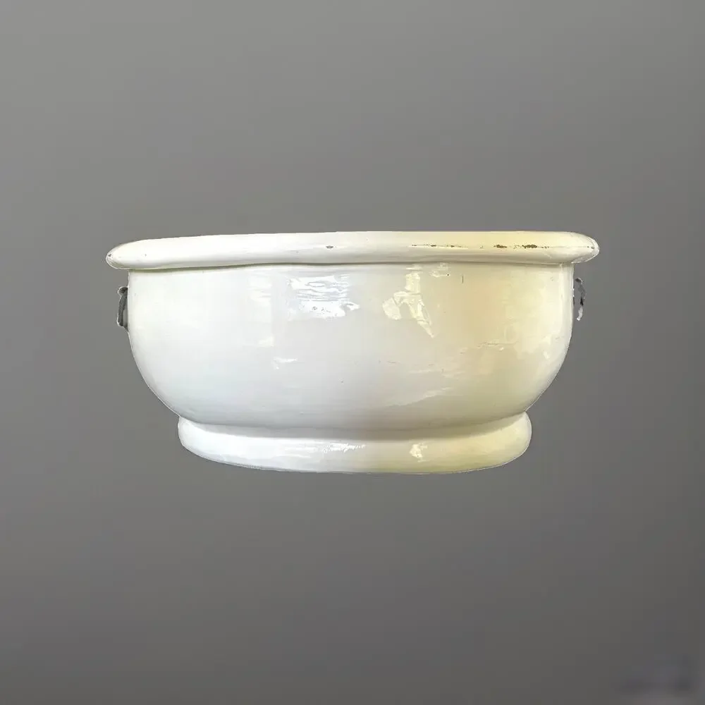 Pottery Barn White Ceramic Jardiniere Footbath Planter Ice Bucket Made in Italy